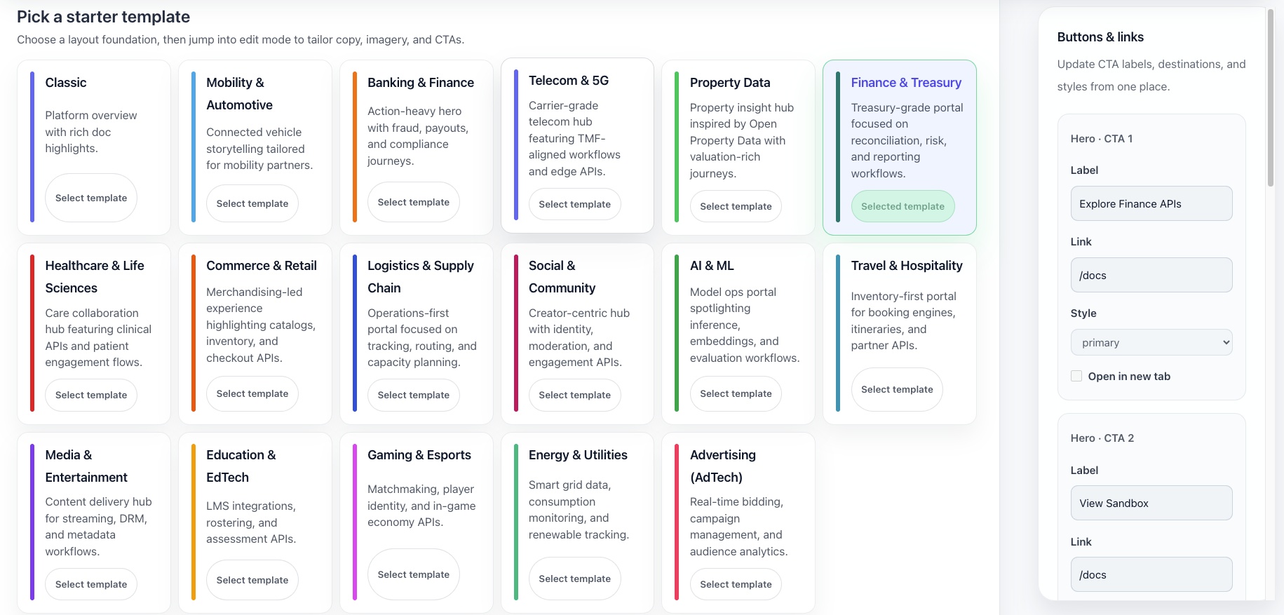 Data Equity Page Builder Interface